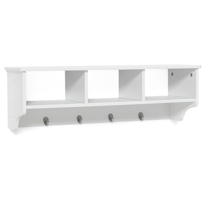 Wall Mount Cubby Organizer Hooks Entryway Storage Shelf, White Coat Racks & Hall Trees at Gallery Canada