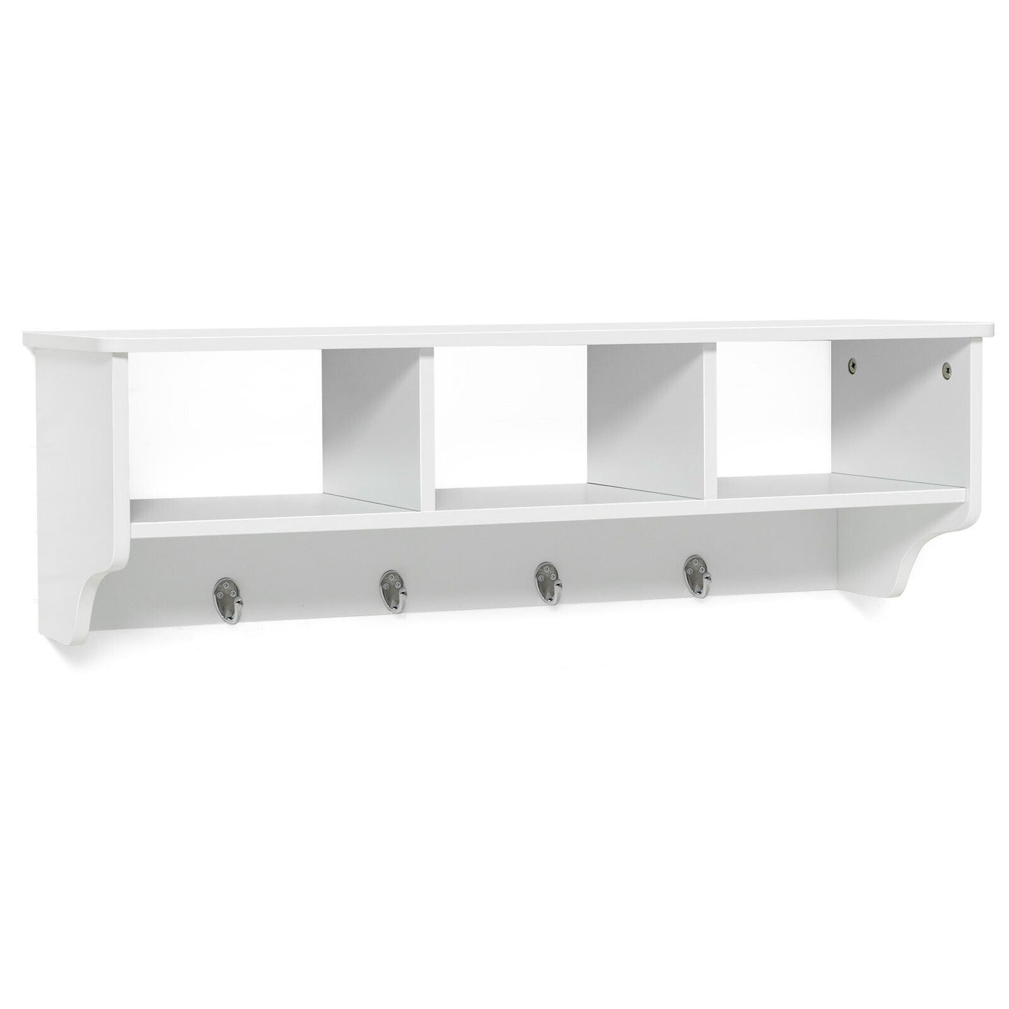 Wall Mount Cubby Organizer Hooks Entryway Storage Shelf, White Coat Racks & Hall Trees White at Gallery Canada