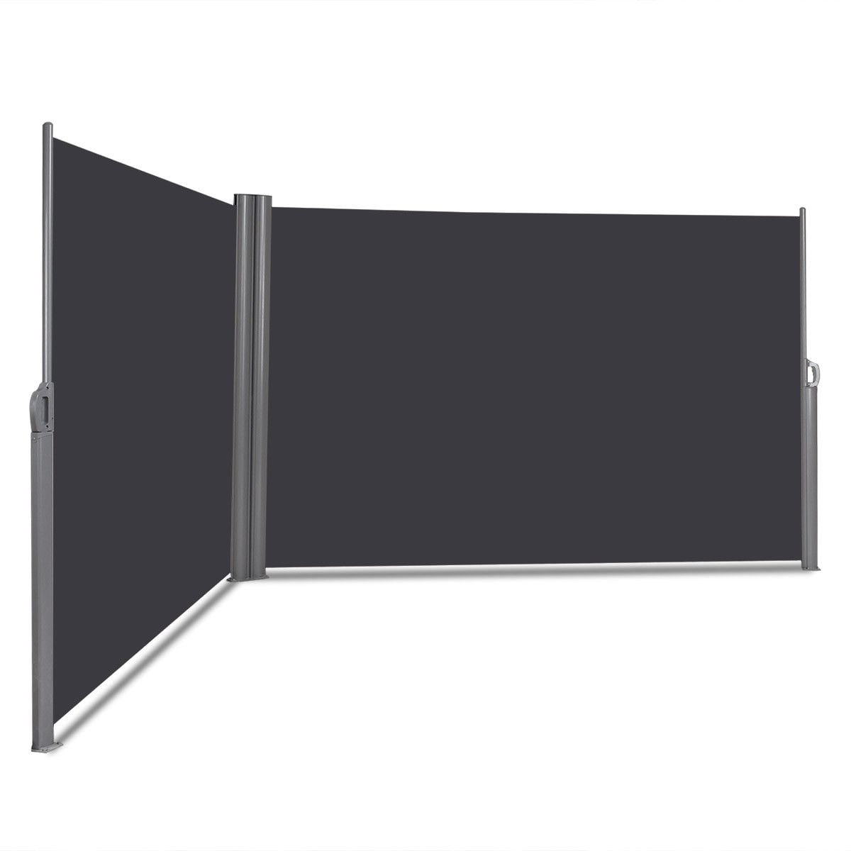 237 x 63 Inch Retractable Double Folding Patio Awning Screen Divider, Gray Outdoor Shades Gray at Gallery Canada