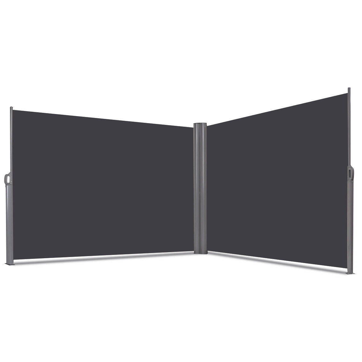 237 x 63 Inch Retractable Double Folding Patio Awning Screen Divider, Gray Outdoor Shades at Gallery Canada