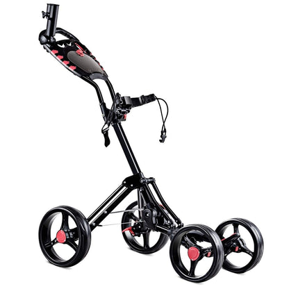 4 Wheel Folding Golf Pull Push Cart Trolley, Black Golf Black at Gallery Canada