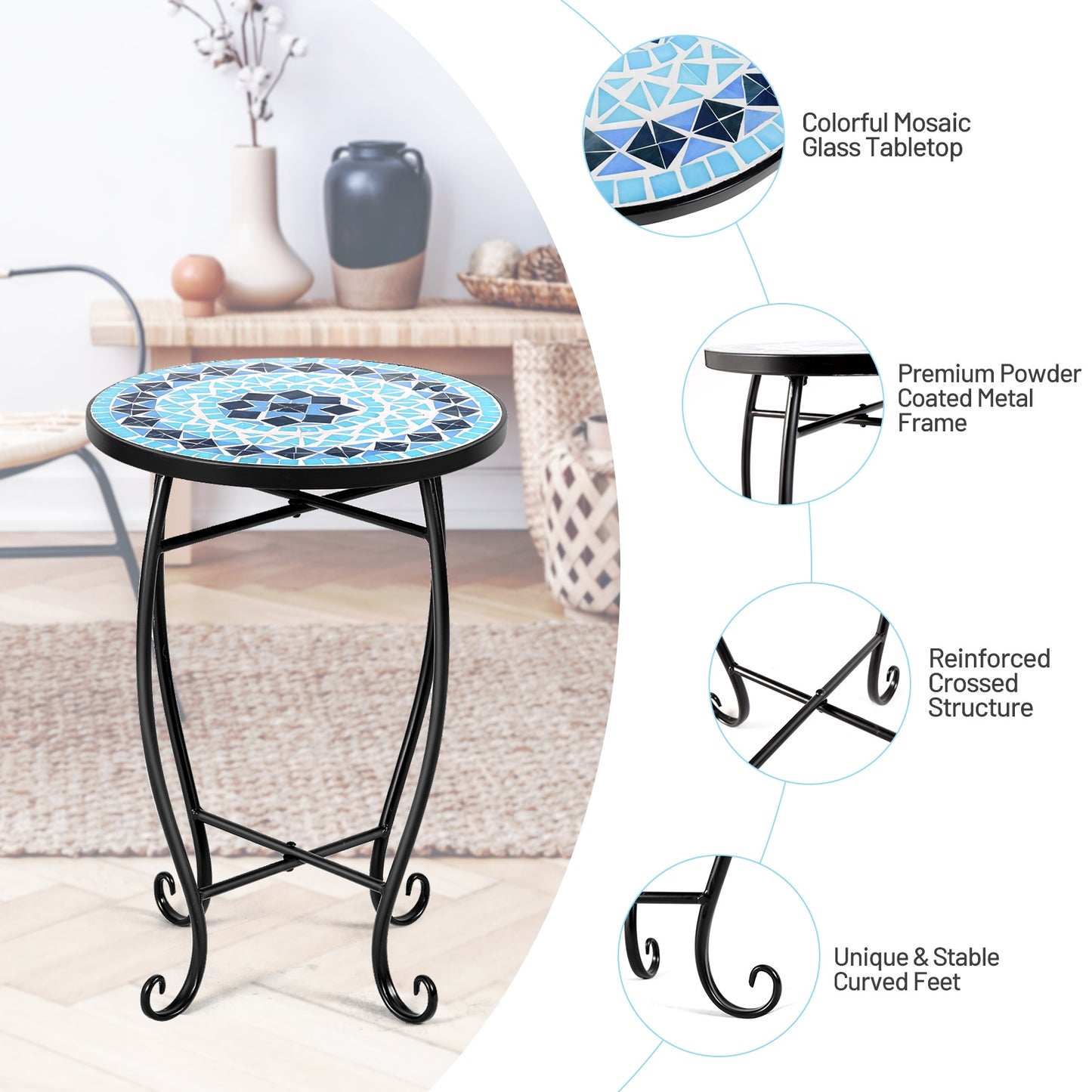 Steel Accent Plant Stand, Table, Cobalt Blue Plant Stands at Gallery Canada