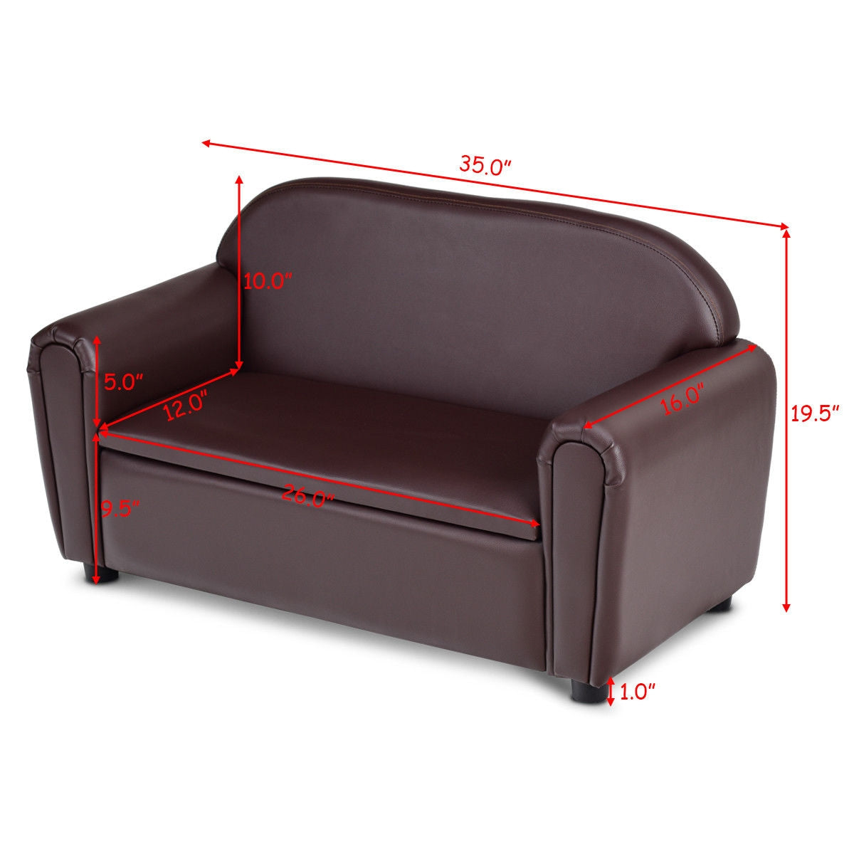 Kids Sofa Armrest Chair With Storage, Brown Kids Chairs & Seating at Gallery Canada