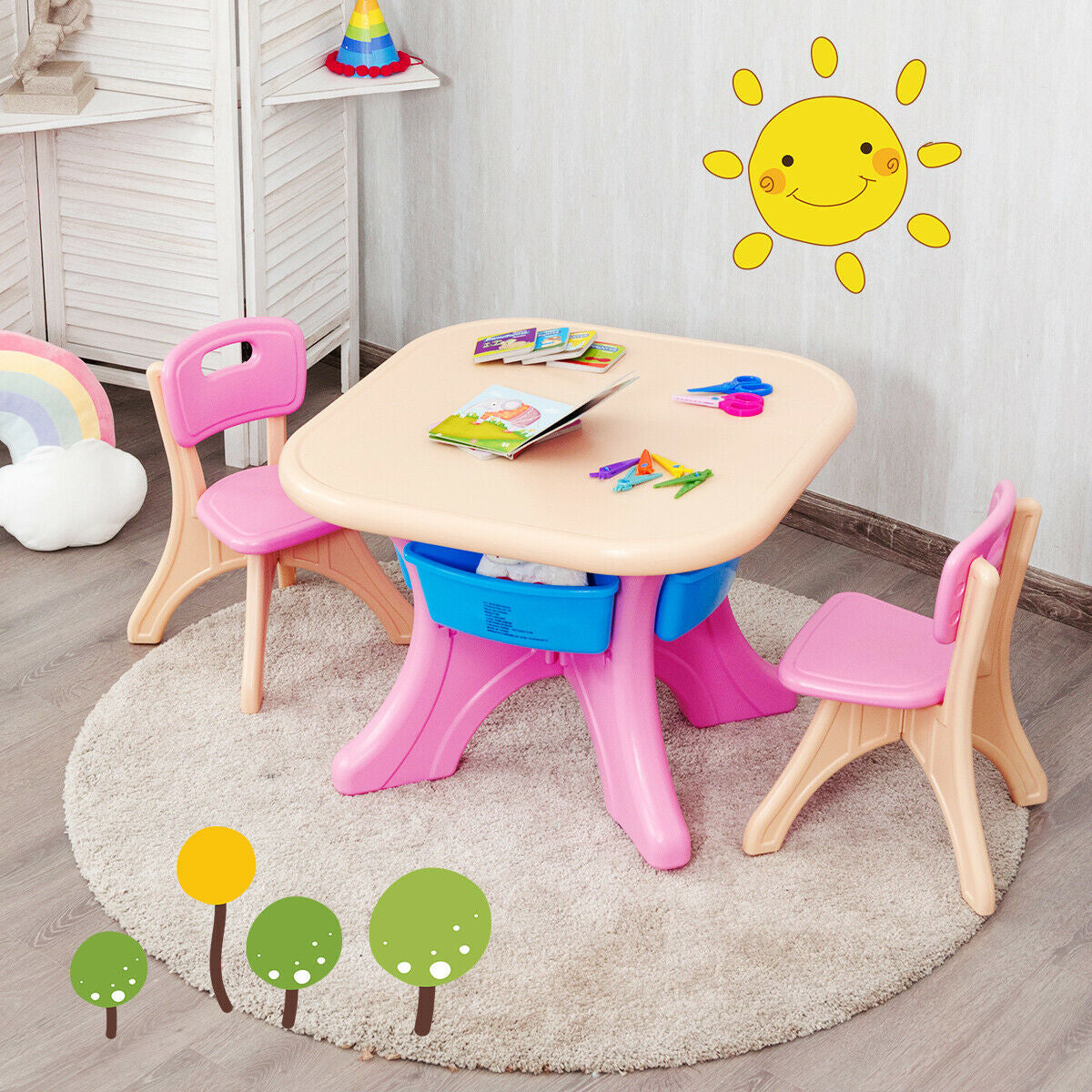 3-Piece Plastic Play Table And Chair Set, Multicolor Kids Table & Chair Sets at Gallery Canada