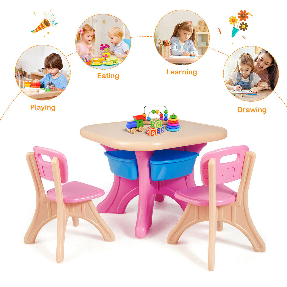3-Piece Plastic Play Table And Chair Set, Multicolor Kids Table & Chair Sets at Gallery Canada