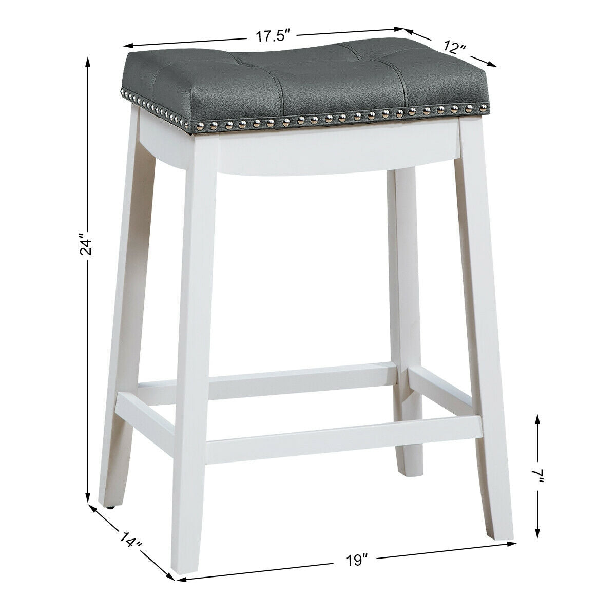 Set Of 2 Nailhead Saddle Bar Stools, White Bar Stools at Gallery Canada