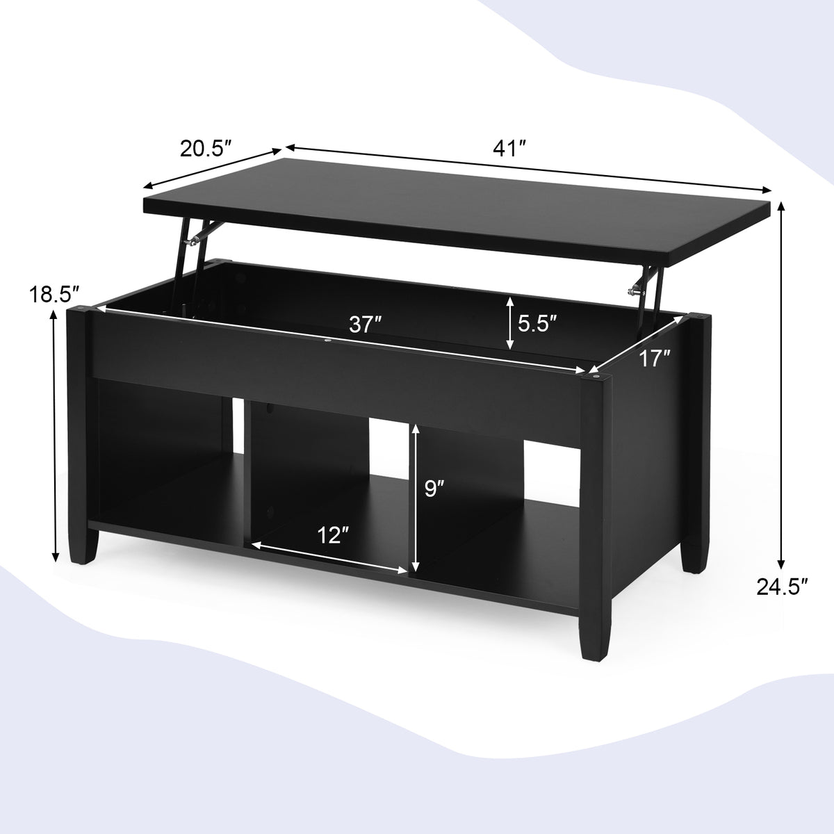 Lift Top Coffee Table, Hidden Storage, Black Coffee Tables at Gallery Canada