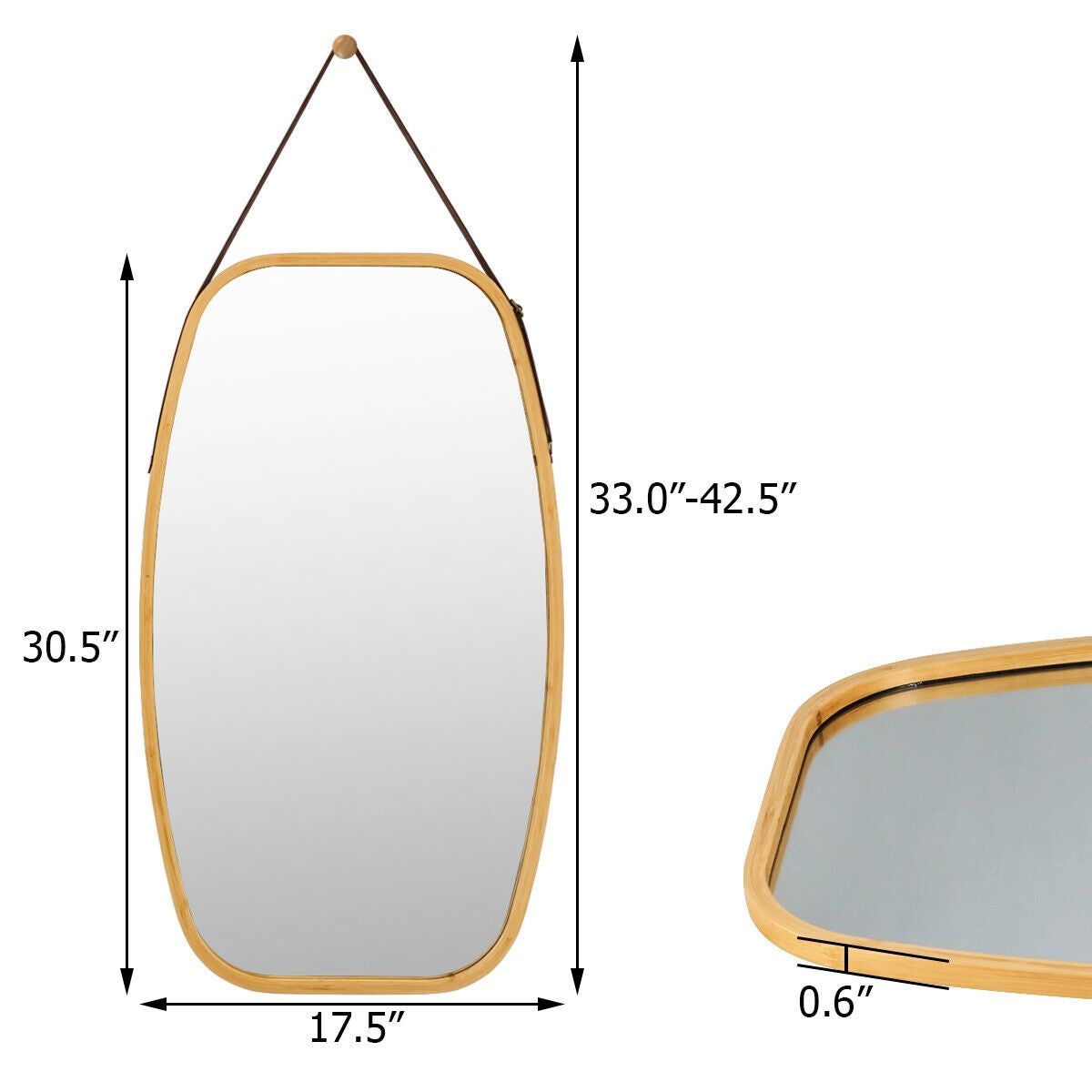 30 Inch Modern Rectangle Wall Mirror, Natural Wall Mirrors at Gallery Canada