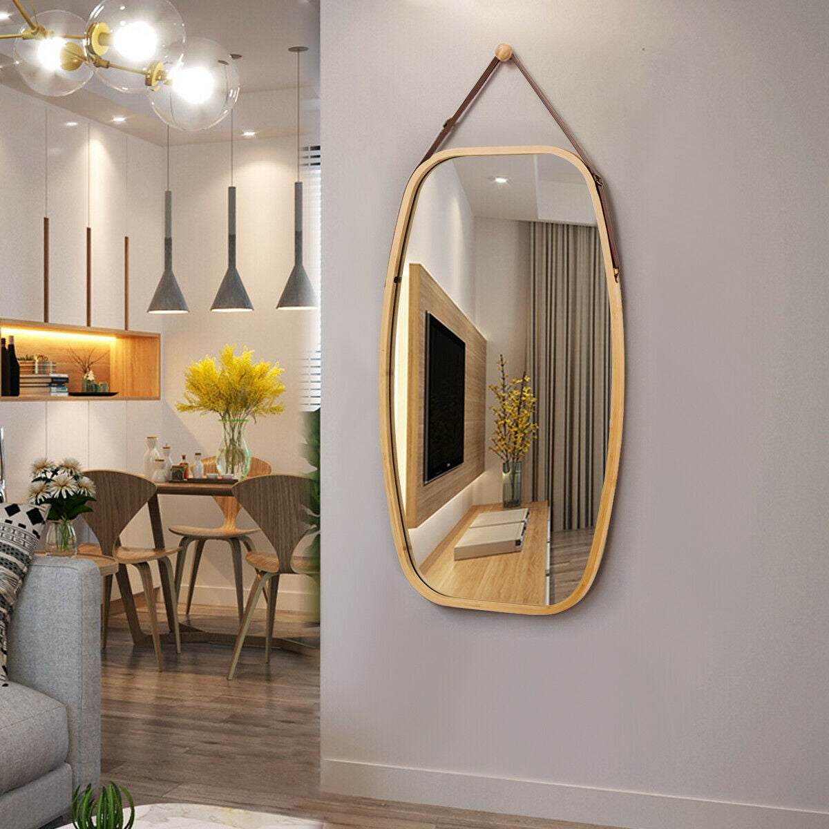 30 Inch Modern Rectangle Wall Mirror, Natural Wall Mirrors at Gallery Canada