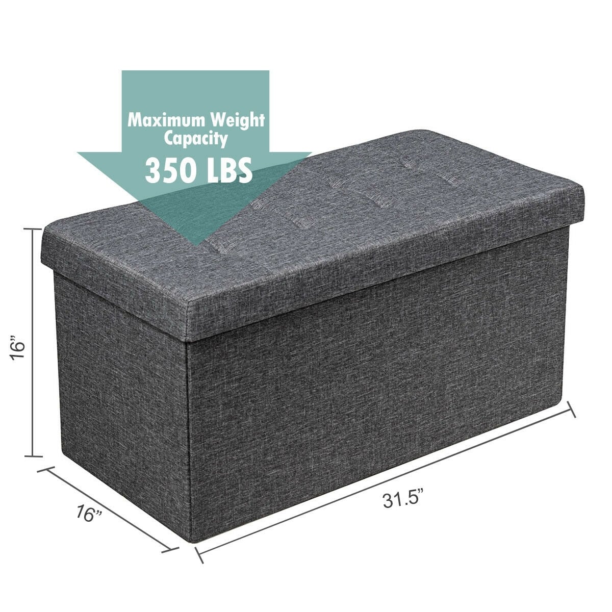 31.5 Inch Foldable Fabric Storage, Removable Bin, Dark Gray Shoe Racks & Storage Benches at Gallery Canada