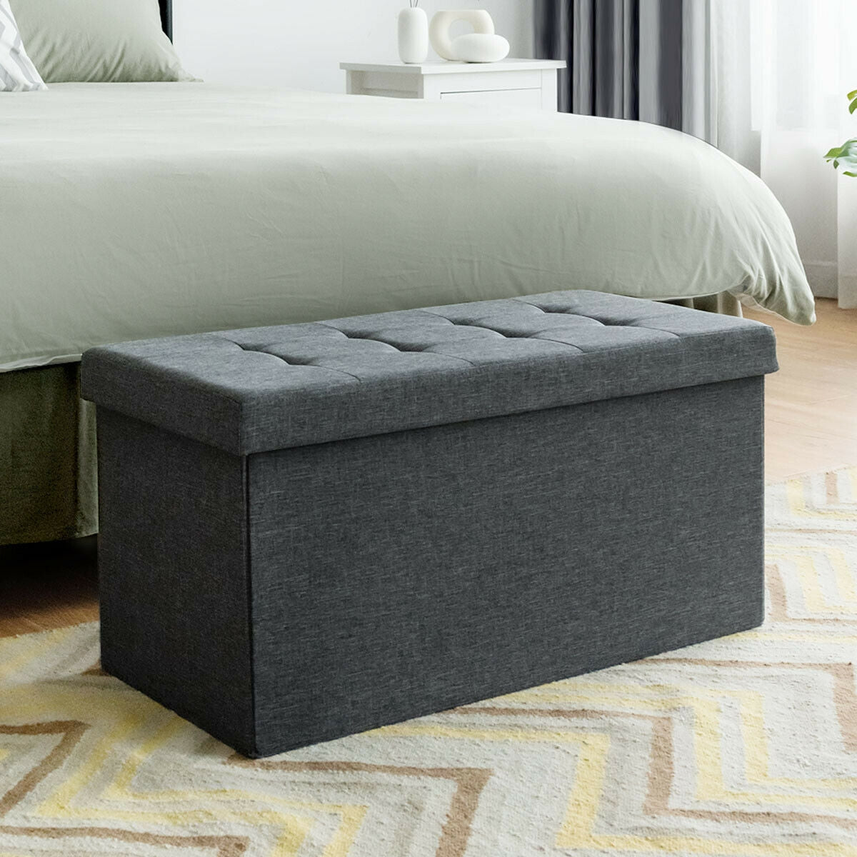 31.5 Inch Foldable Fabric Storage, Removable Bin, Dark Gray Shoe Racks & Storage Benches at Gallery Canada