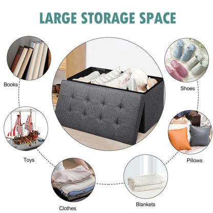 31.5 Inch Foldable Fabric Storage, Removable Bin, Dark Gray Shoe Racks & Storage Benches at Gallery Canada