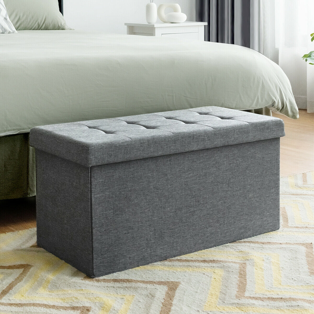 31.5 Inch Foldable Fabric Storage, Removable Bin, Light Gray Shoe Racks & Storage Benches at Gallery Canada