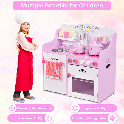 Kids Wooden Kitchen Toy Strawberry Pretend Cooking Playset Play Kitchen Sets at Gallery Canada