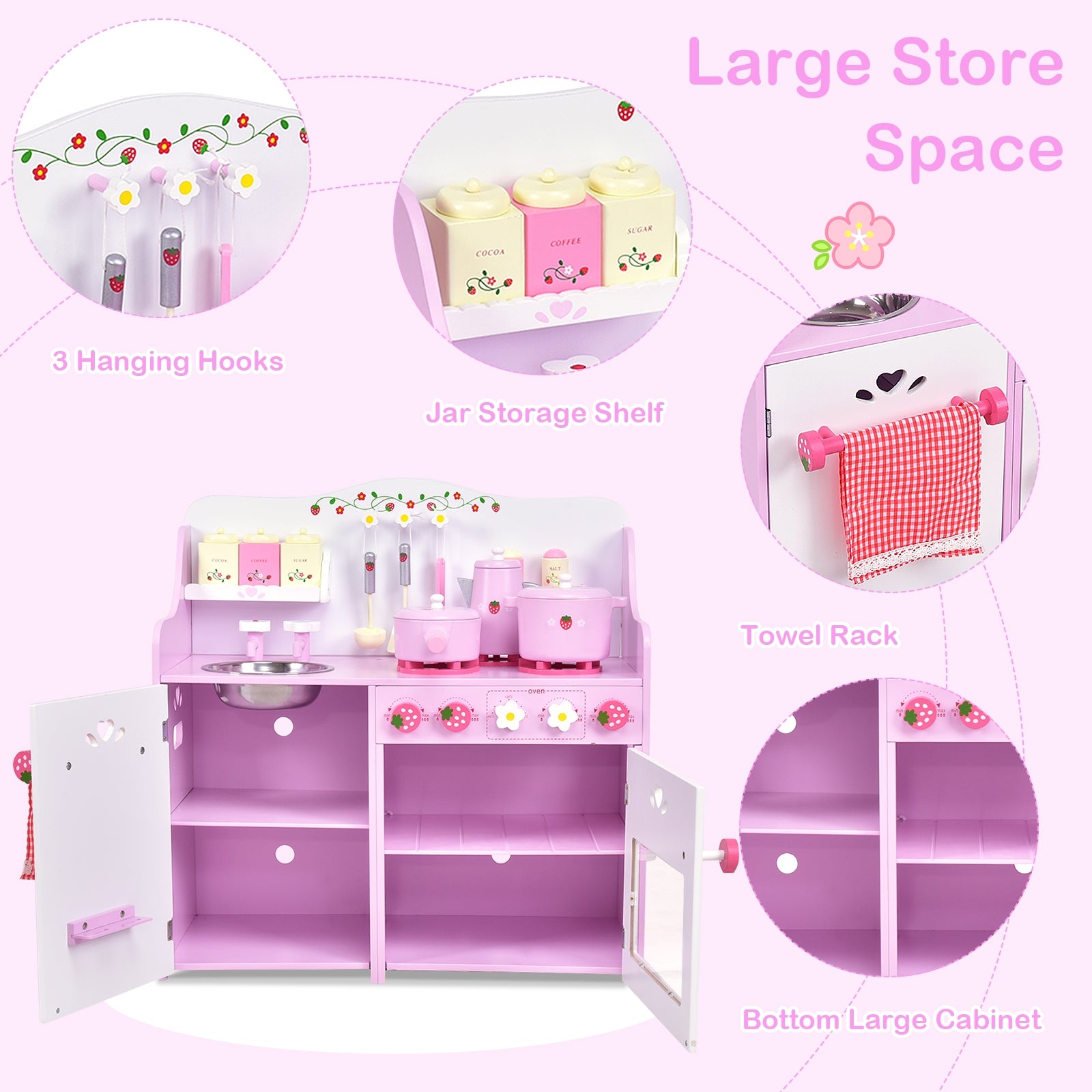 Kids Wooden Kitchen Toy Strawberry Pretend Cooking Playset Play Kitchen Sets at Gallery Canada