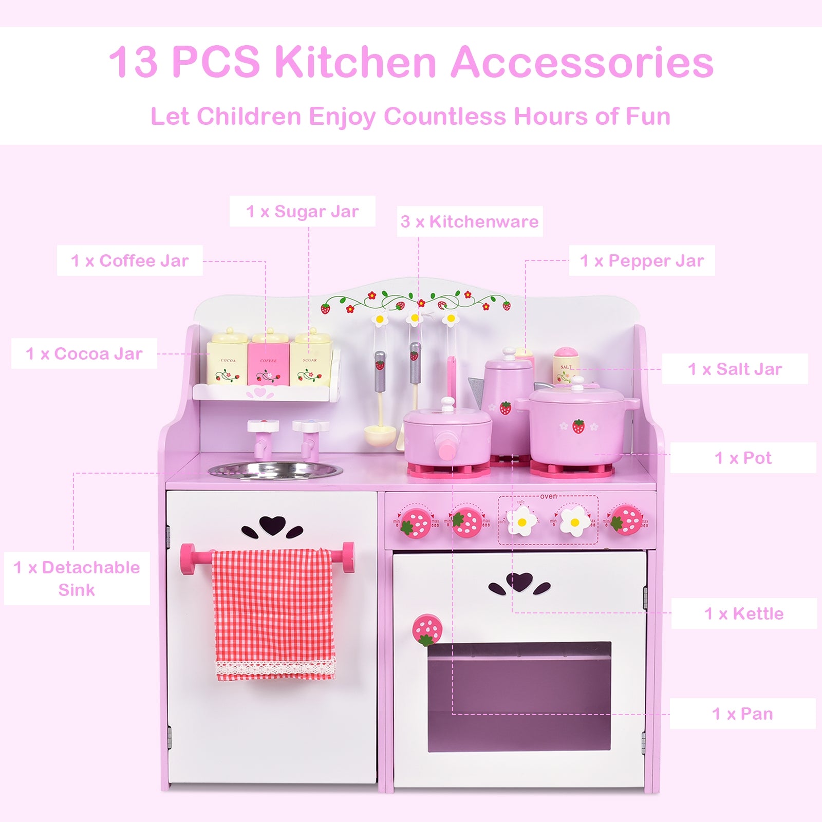Kids Wooden Kitchen Toy Strawberry Pretend Cooking Playset Play Kitchen Sets at Gallery Canada