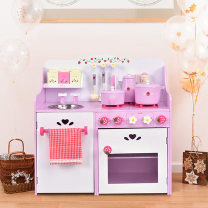 Kids Wooden Kitchen Toy Strawberry Pretend Cooking Playset Play Kitchen Sets at Gallery Canada