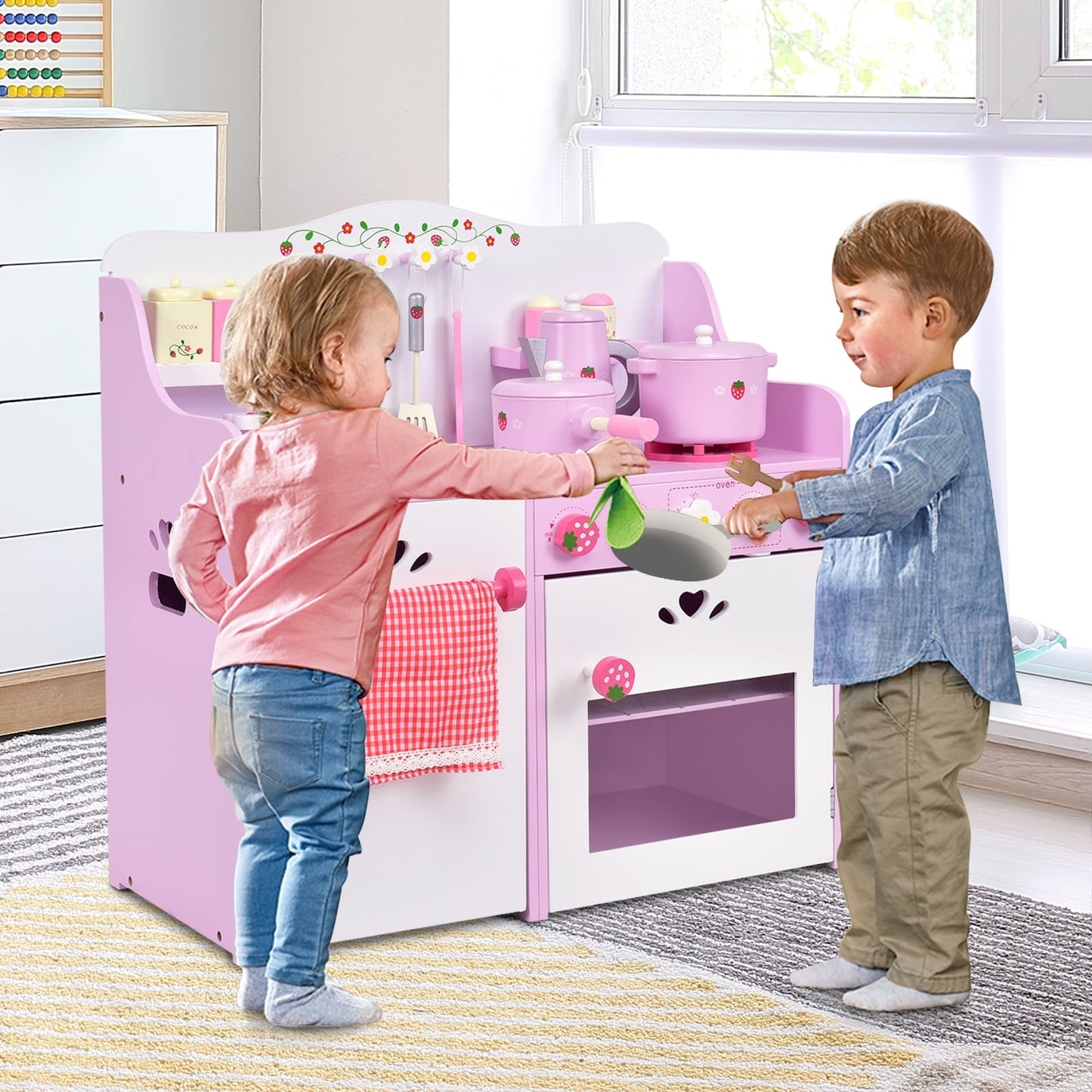 Kids Wooden Kitchen Toy Strawberry Pretend Cooking Playset Play Kitchen Sets at Gallery Canada