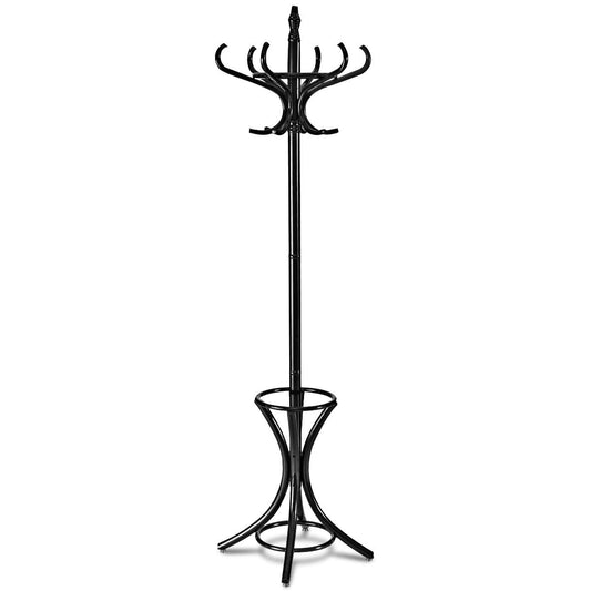 Wood Standing Hat Coat Rack With Umbrella Stand, Black Coat Racks & Hall Trees Black at Gallery Canada