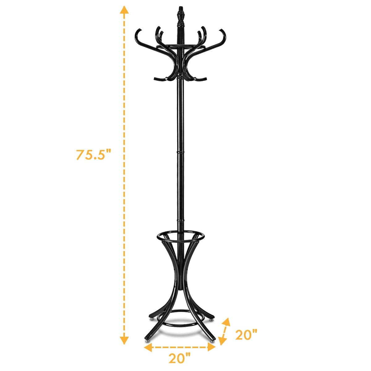 Wood Standing Hat Coat Rack With Umbrella Stand, Black Coat Racks & Hall Trees at Gallery Canada