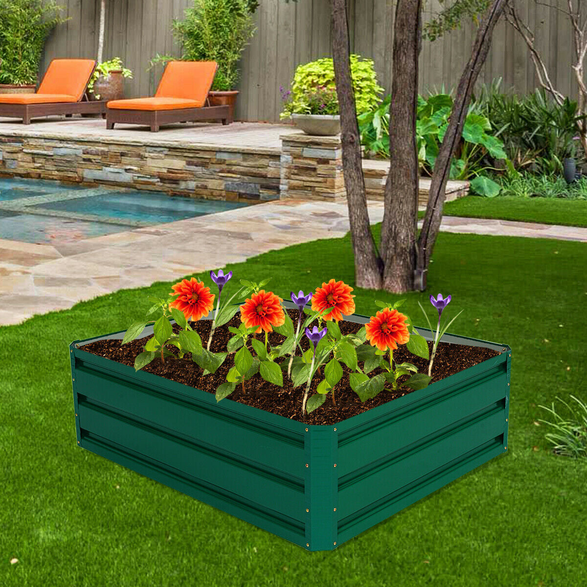 40 Inch x 32 Inch Raised Garden Bed, For Vegetable Flower Planting, Dark Green Raised Garden Beds at Gallery Canada