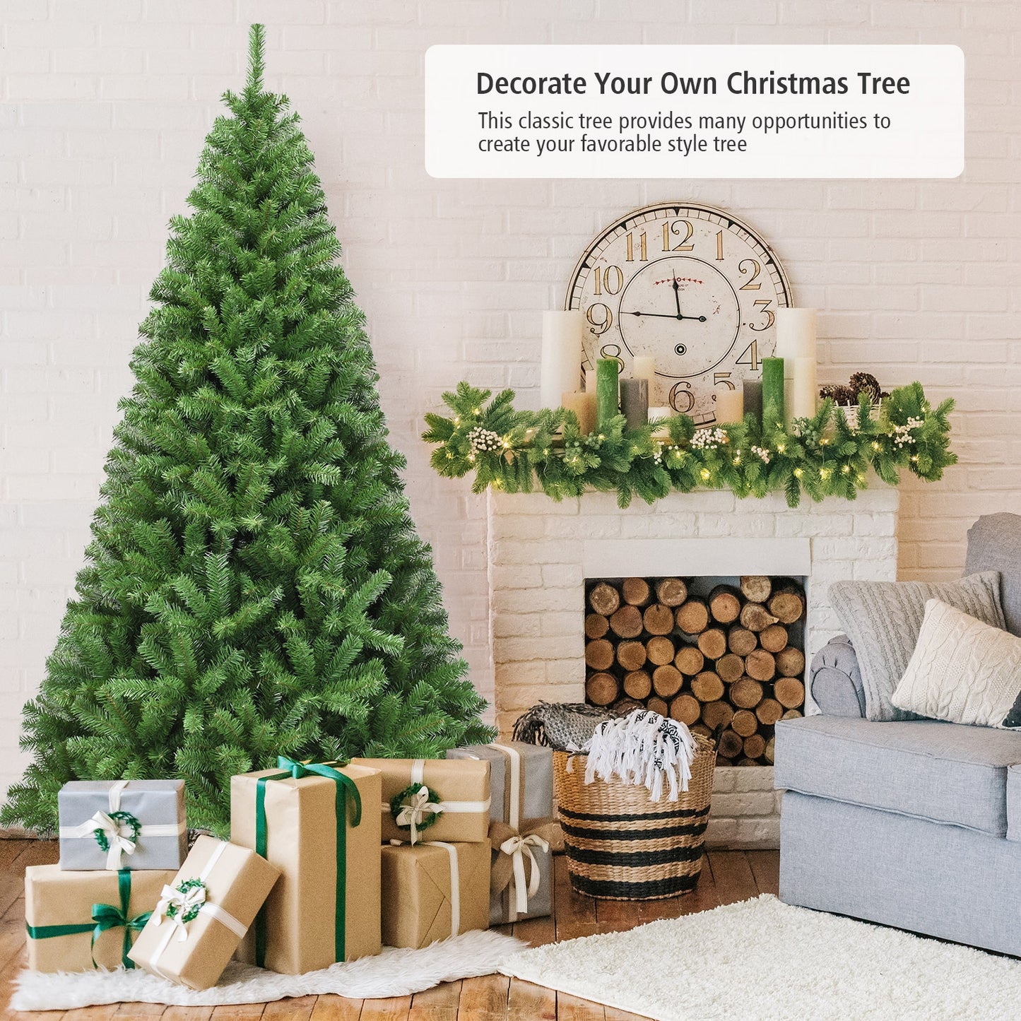 Premium Hinged PVC Artificial Christmas Tree, 7.5 ft, Green Christmas Tree at Gallery Canada