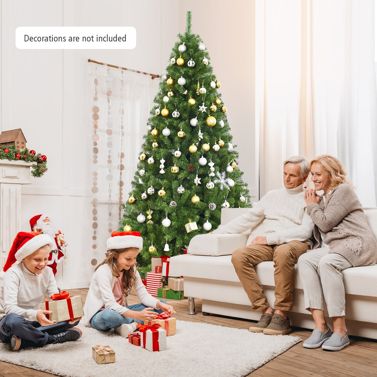 Premium Hinged PVC Artificial Christmas Tree, 7.5 ft, Green Christmas Tree at Gallery Canada
