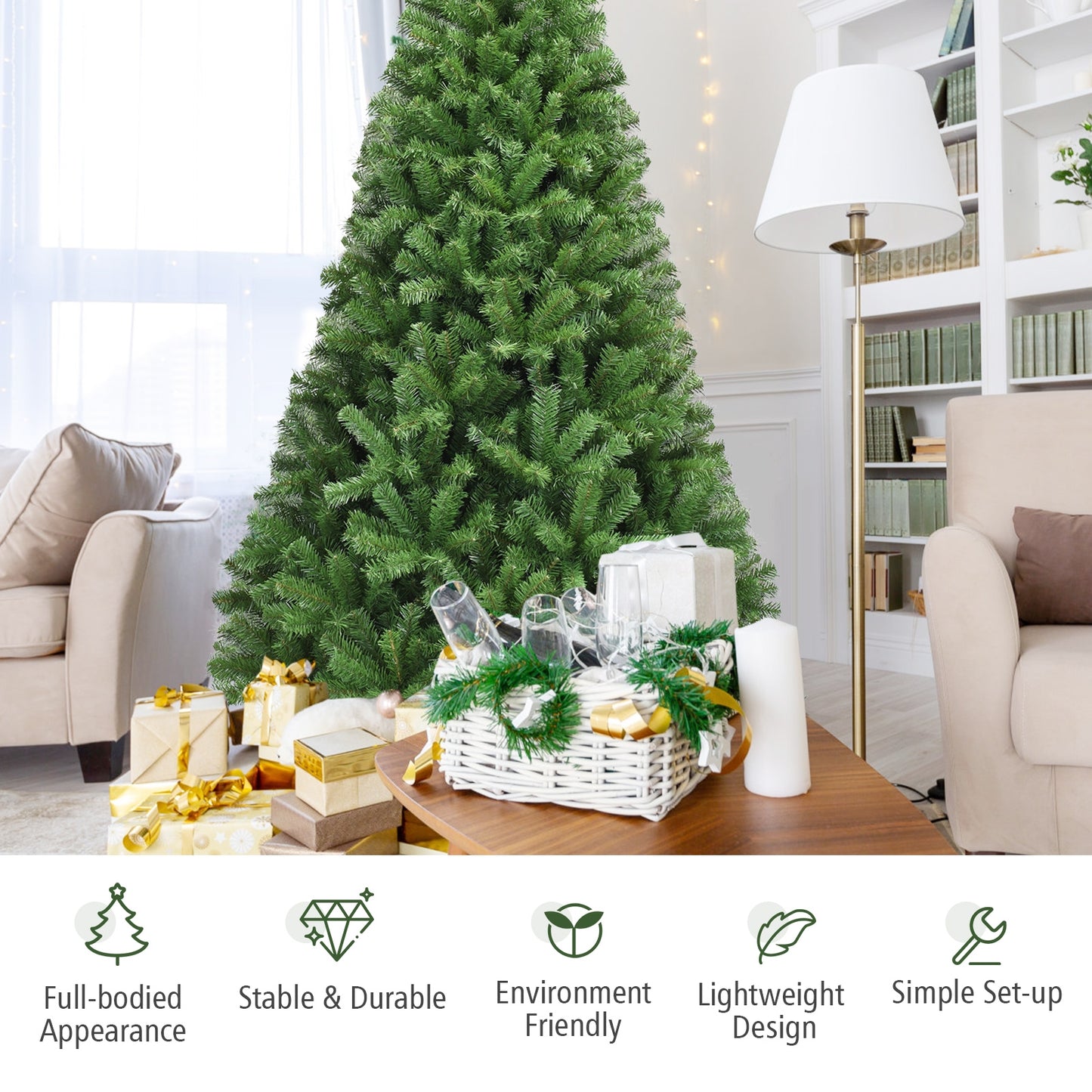 Premium Hinged PVC Artificial Christmas Tree, 7.5 ft, Green Christmas Tree at Gallery Canada