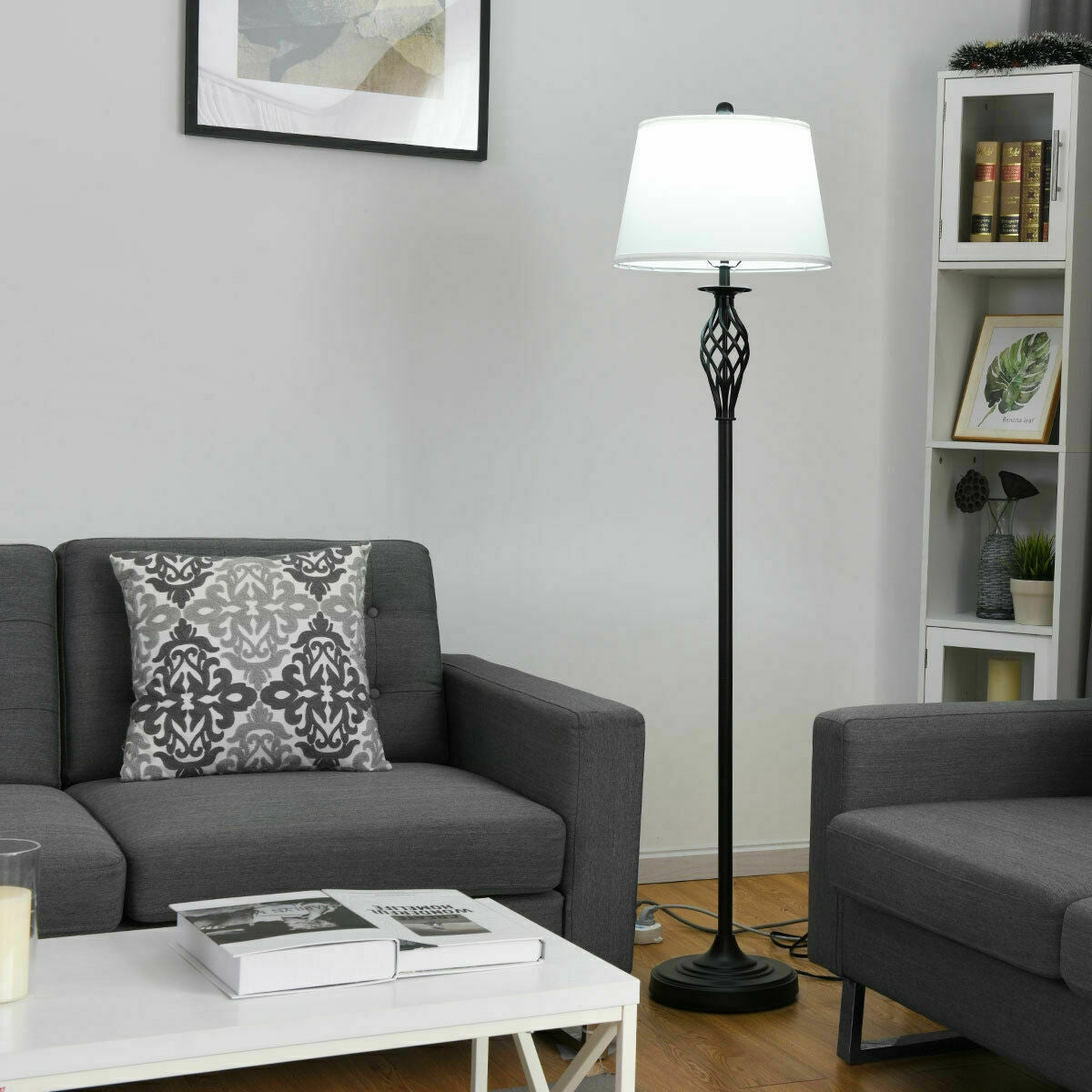3 Piece Lamp Set, 2 Table Lamps 1 Floor Lamp, Fabric Shades, White Table & Floor Lamps at Gallery Canada