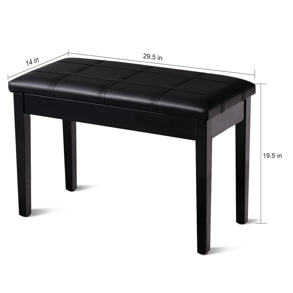 Solid Wood PU Leather Piano Bench, Double Duet Keyboard, Black Pianos & Keyboards at Gallery Canada