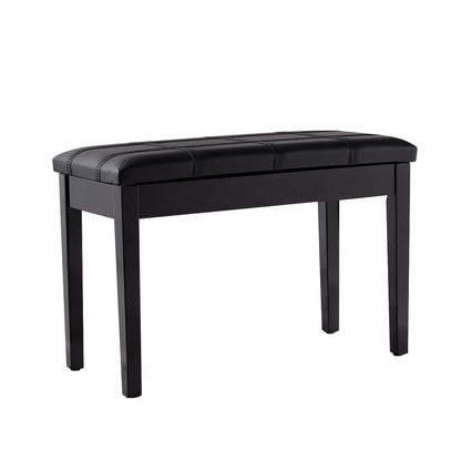Solid Wood PU Leather Piano Bench, Double Duet Keyboard, Black Pianos & Keyboards Black at Gallery Canada