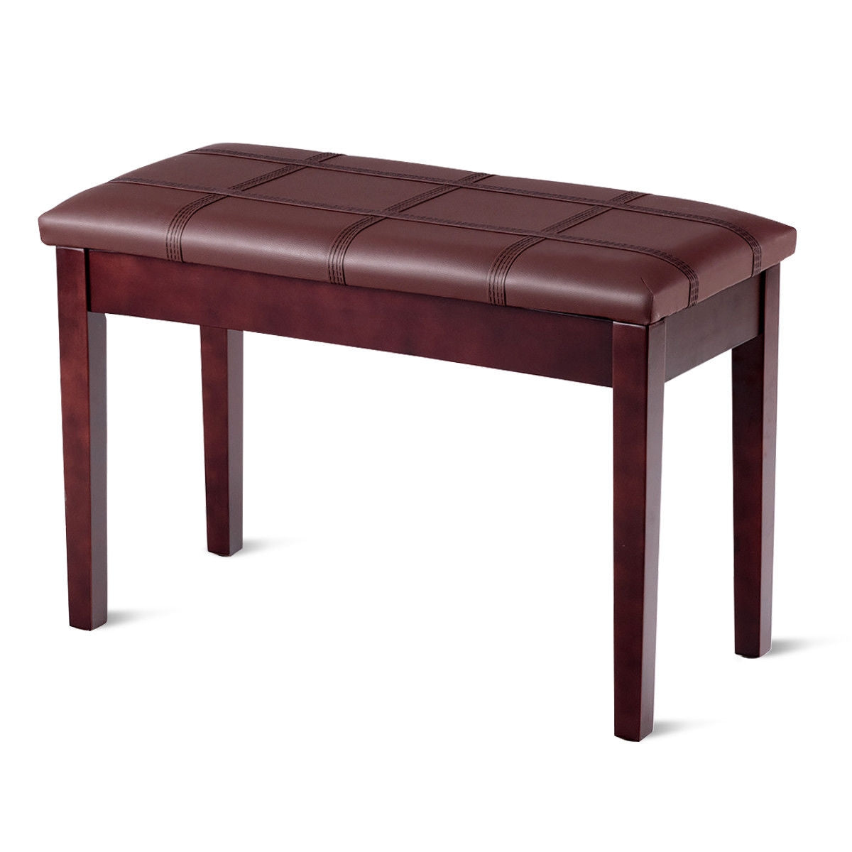 Solid Wood PU Leather Piano Double Duet Keyboard Bench, Brown Pianos & Keyboards at Gallery Canada