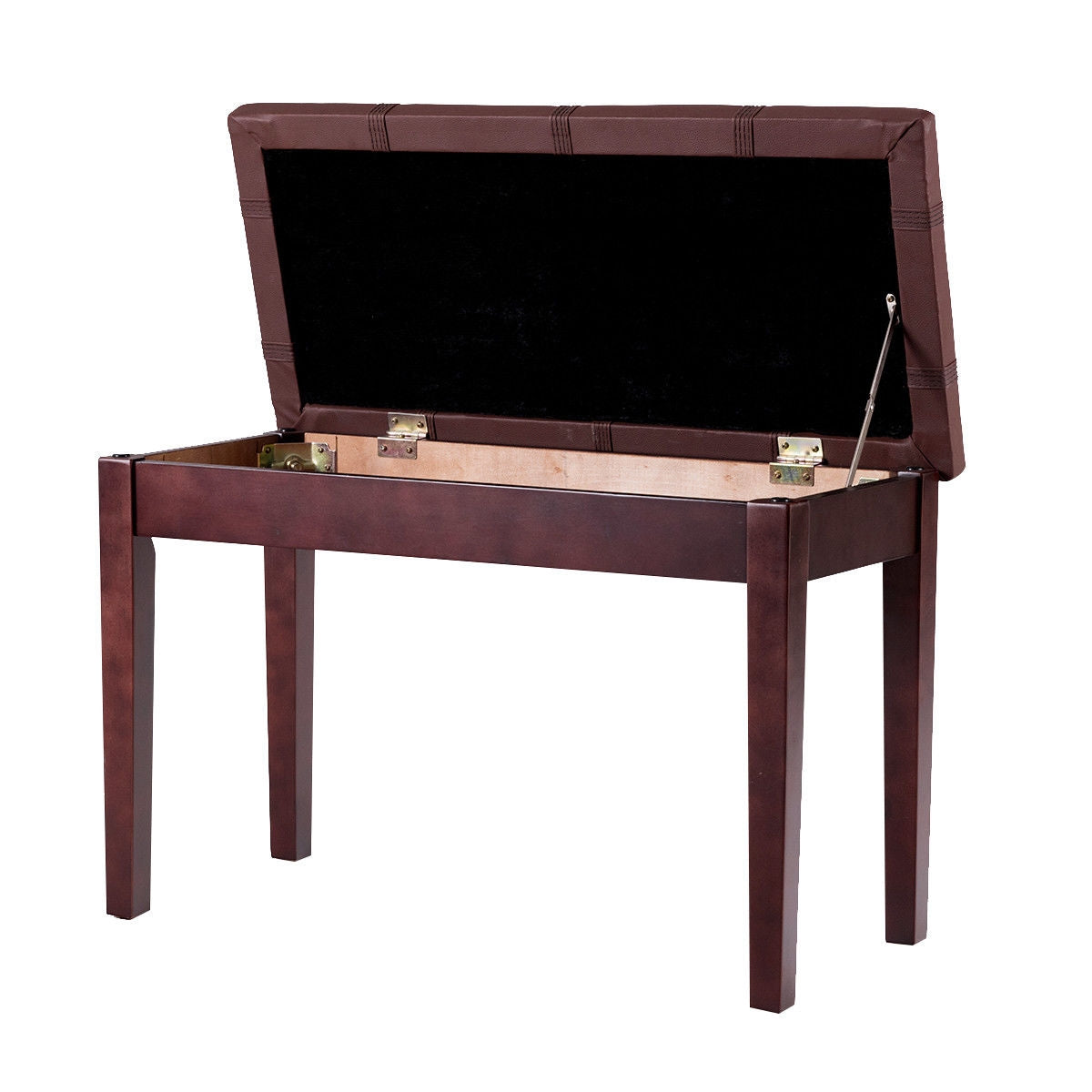 Solid Wood PU Leather Piano Double Duet Keyboard Bench, Brown Pianos & Keyboards at Gallery Canada