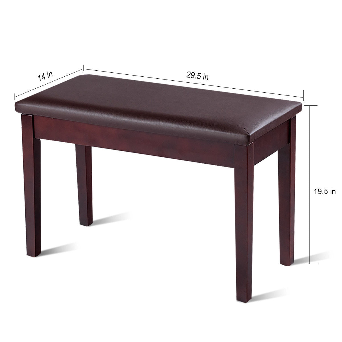 Solid Wood PU Leather Padded Piano Bench, Brown Pianos & Keyboards at Gallery Canada