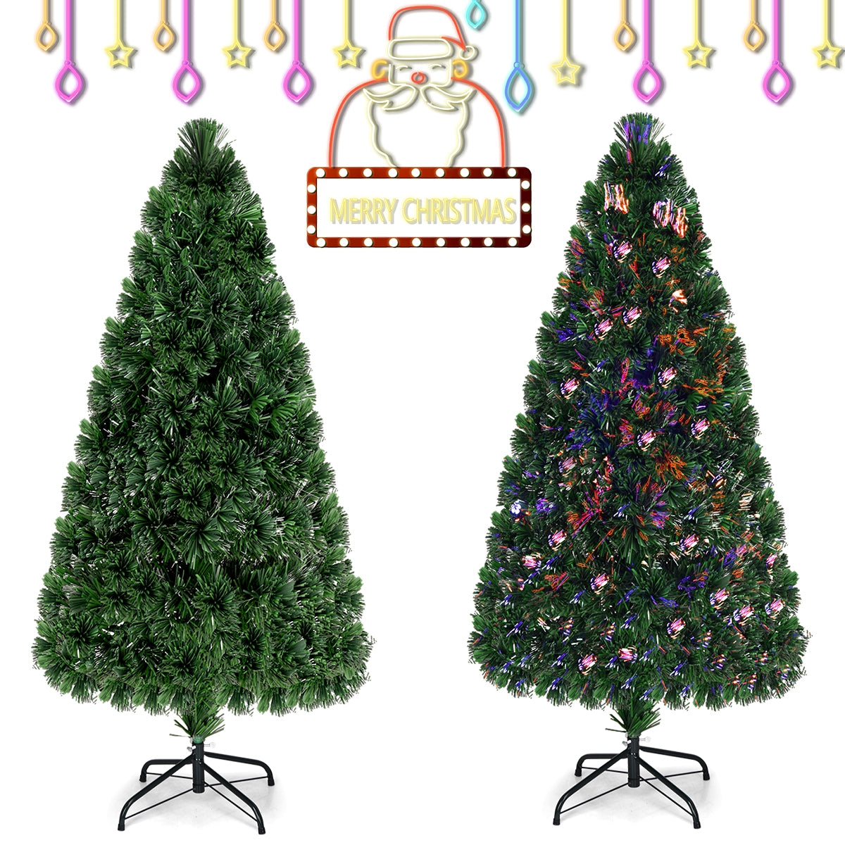 Pre-Lit Fiber Optic PVC Christmas Tree, 5 ft, Green Christmas Tree at Gallery Canada