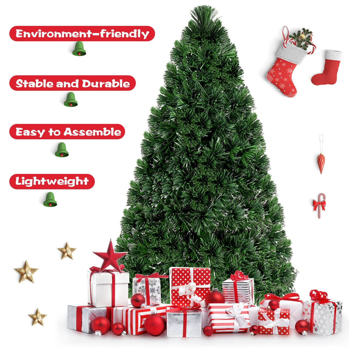 Pre-Lit Fiber Optic PVC Christmas Tree, 5 ft, Green Christmas Tree at Gallery Canada
