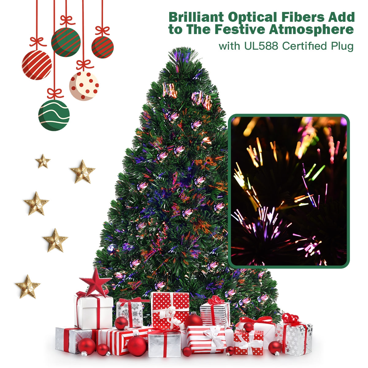 Pre-Lit Fiber Optic PVC Christmas Tree, 5 ft, Green Christmas Tree at Gallery Canada