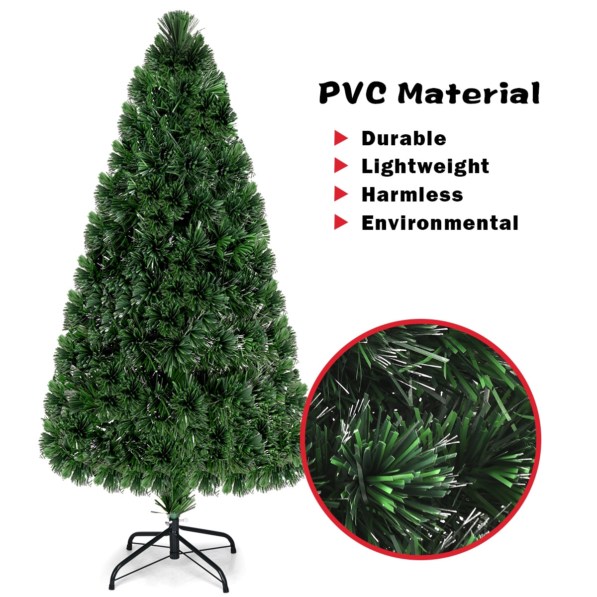 Pre-Lit Fiber Optic PVC Christmas Tree, 5 ft, Green Christmas Tree at Gallery Canada