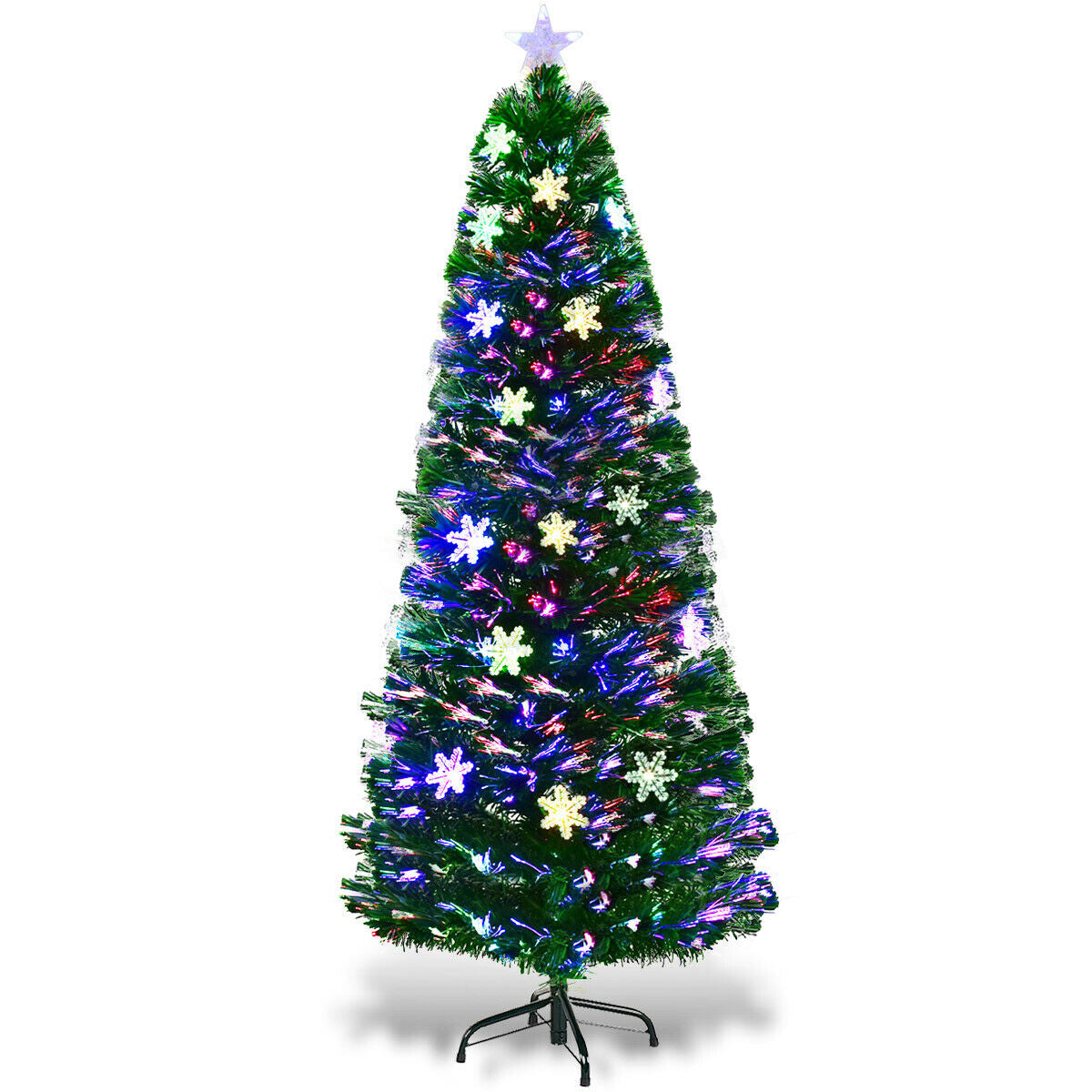 4 / 5 / 6 Feet LED Optic Artificial Christmas Tree with Snowflakes, Green Christmas Tree at Gallery Canada