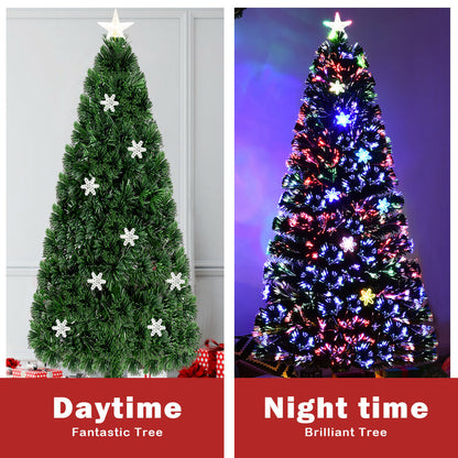 4 / 5 / 6 Feet LED Optic Artificial Christmas Tree with Snowflakes, Green Christmas Tree at Gallery Canada