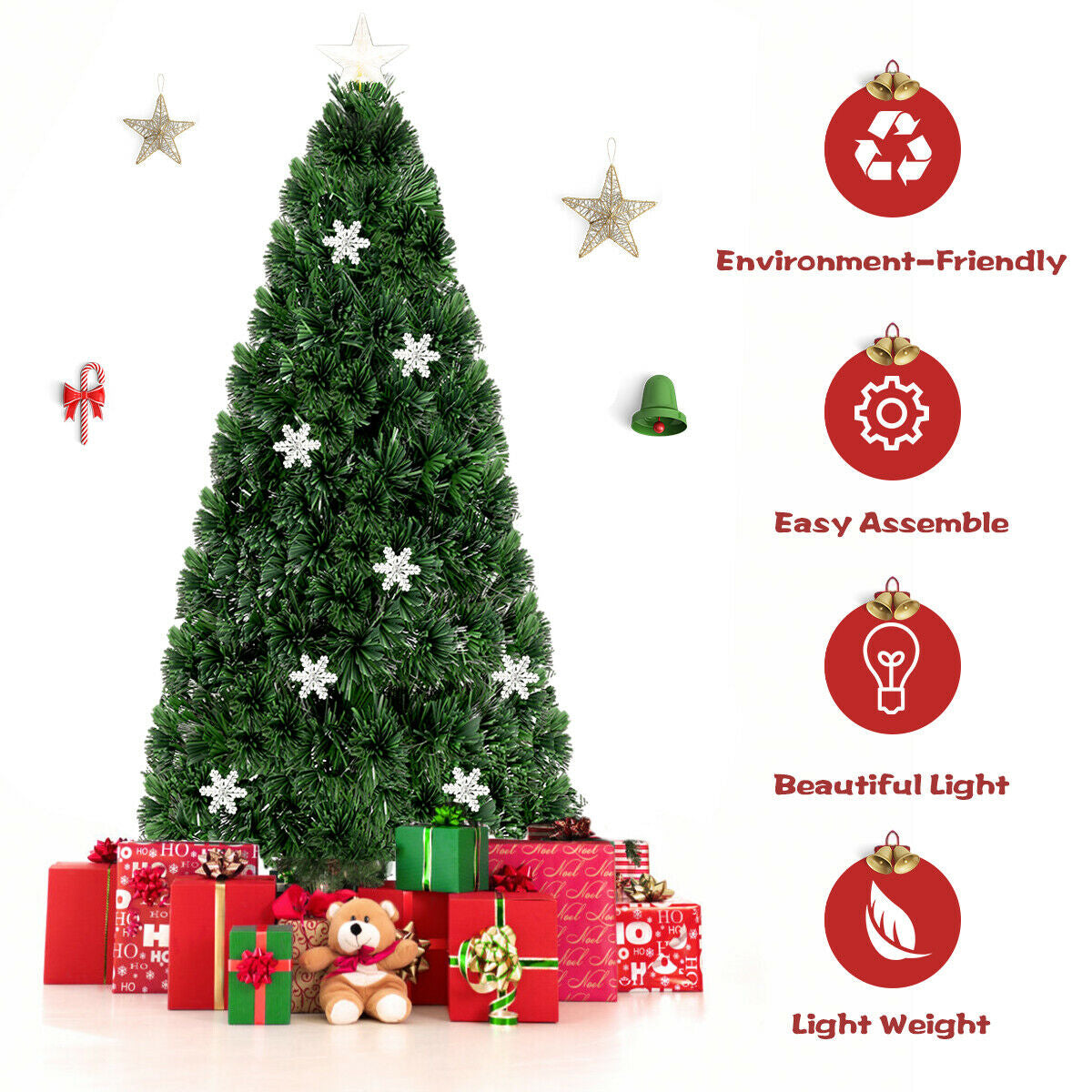 4 / 5 / 6 Feet LED Optic Artificial Christmas Tree with Snowflakes, Green Christmas Tree at Gallery Canada