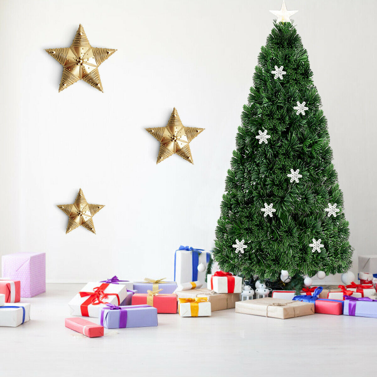 4 / 5 / 6 Feet LED Optic Artificial Christmas Tree with Snowflakes, Green Christmas Tree at Gallery Canada