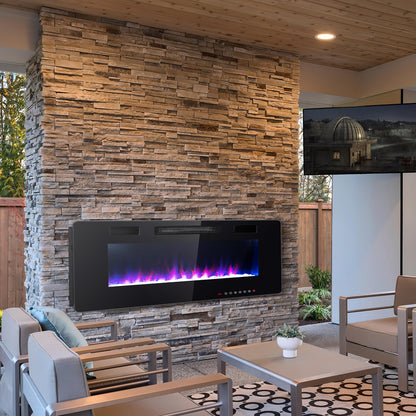 60 Inch Ultra Thin Electric Fireplace, 2 Heat Settings, Black Fireplaces at Gallery Canada