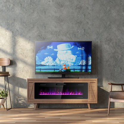 60 Inch Ultra Thin Electric Fireplace, 2 Heat Settings, Black Fireplaces at Gallery Canada