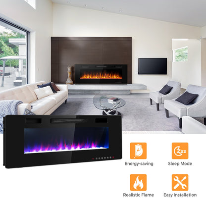 60 Inch Ultra Thin Electric Fireplace, 2 Heat Settings, Black Fireplaces at Gallery Canada