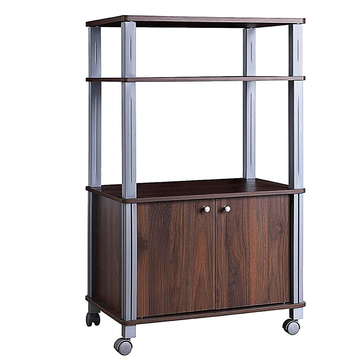 Microwave Rack Stand, Rolling Storage Cart, Walnut Baker's Racks at Gallery Canada
