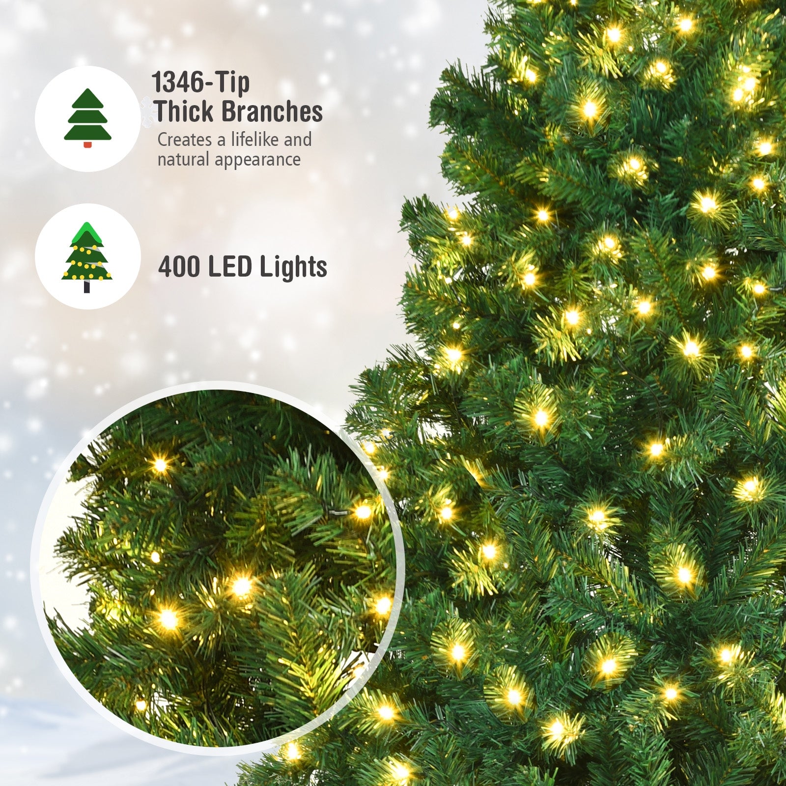 7.5 Ft PVC Artificial Christmas Tree With LED Lights, Green Christmas Tree at Gallery Canada