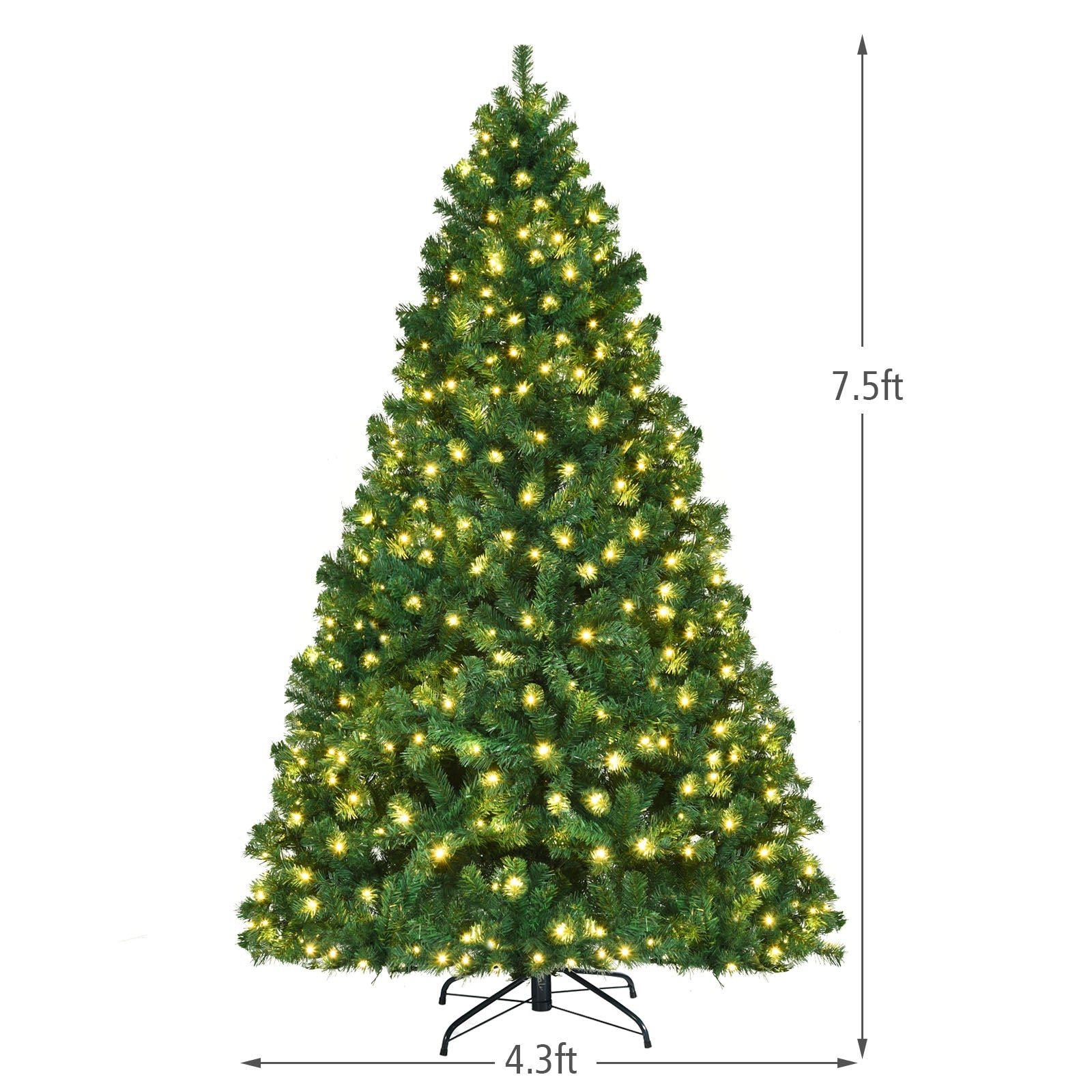 7.5 Ft PVC Artificial Christmas Tree With LED Lights, Green Christmas Tree at Gallery Canada