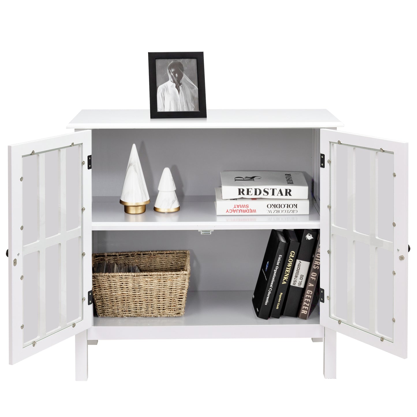 Glass Door Sideboard Console Storage Buffet Cabinet, White Sideboards Cabinets & Buffets at Gallery Canada