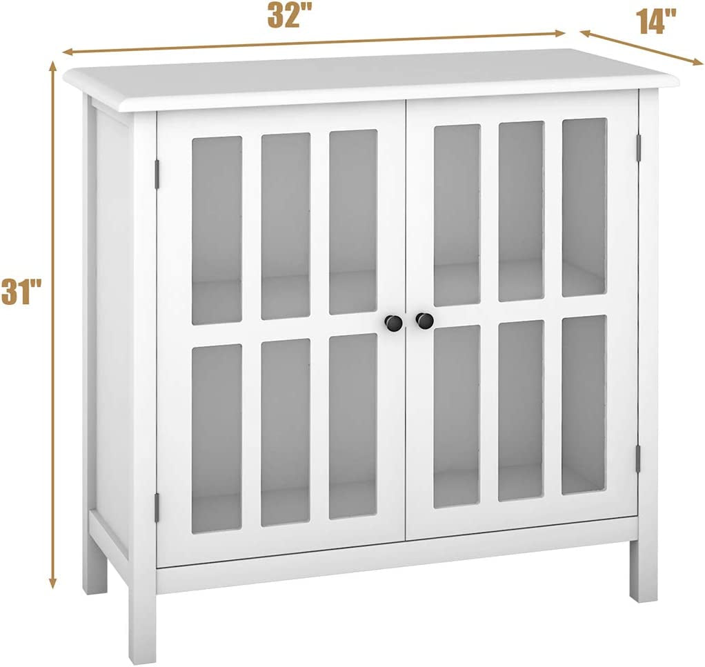 Glass Door Sideboard Console Storage Buffet Cabinet, White Sideboards Cabinets & Buffets at Gallery Canada